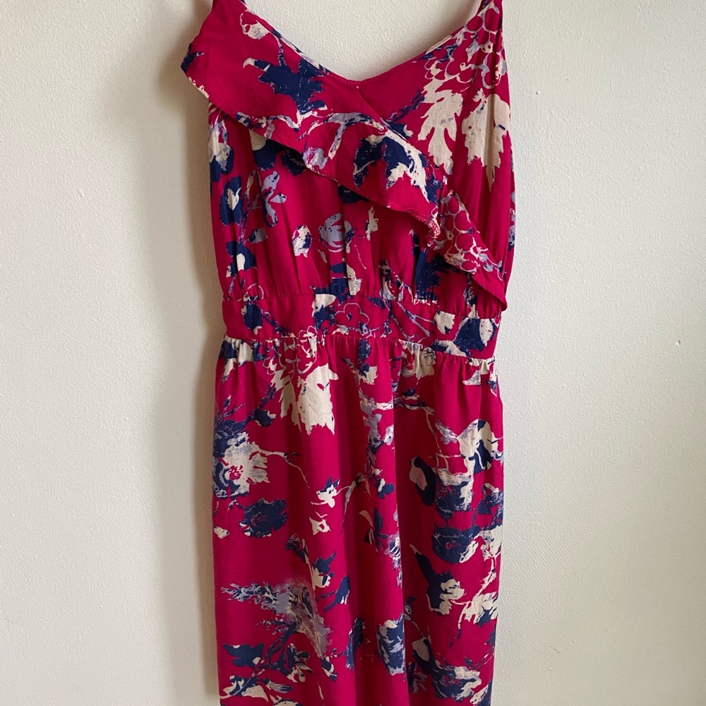 Summer dress. Cinched waist, spaghetti straps.